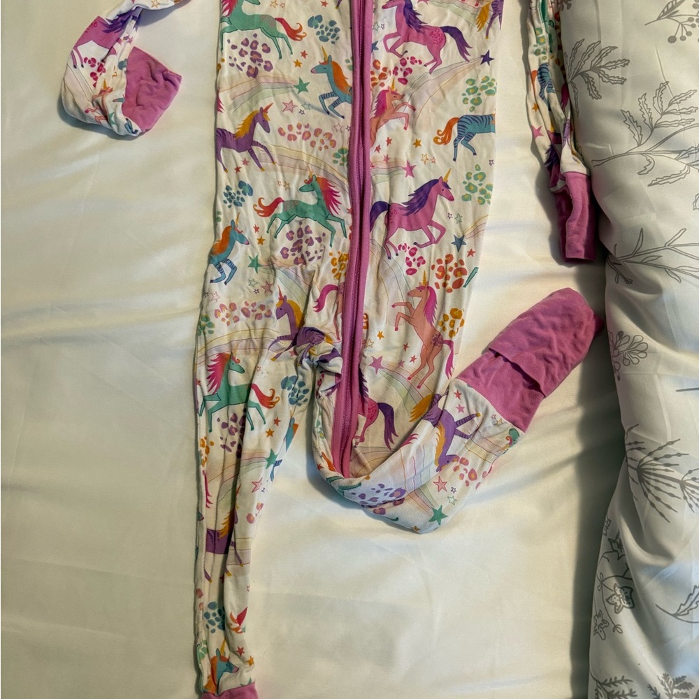 Little Sleepies Unicorn Print Footie - Pink, Purple, and Orange